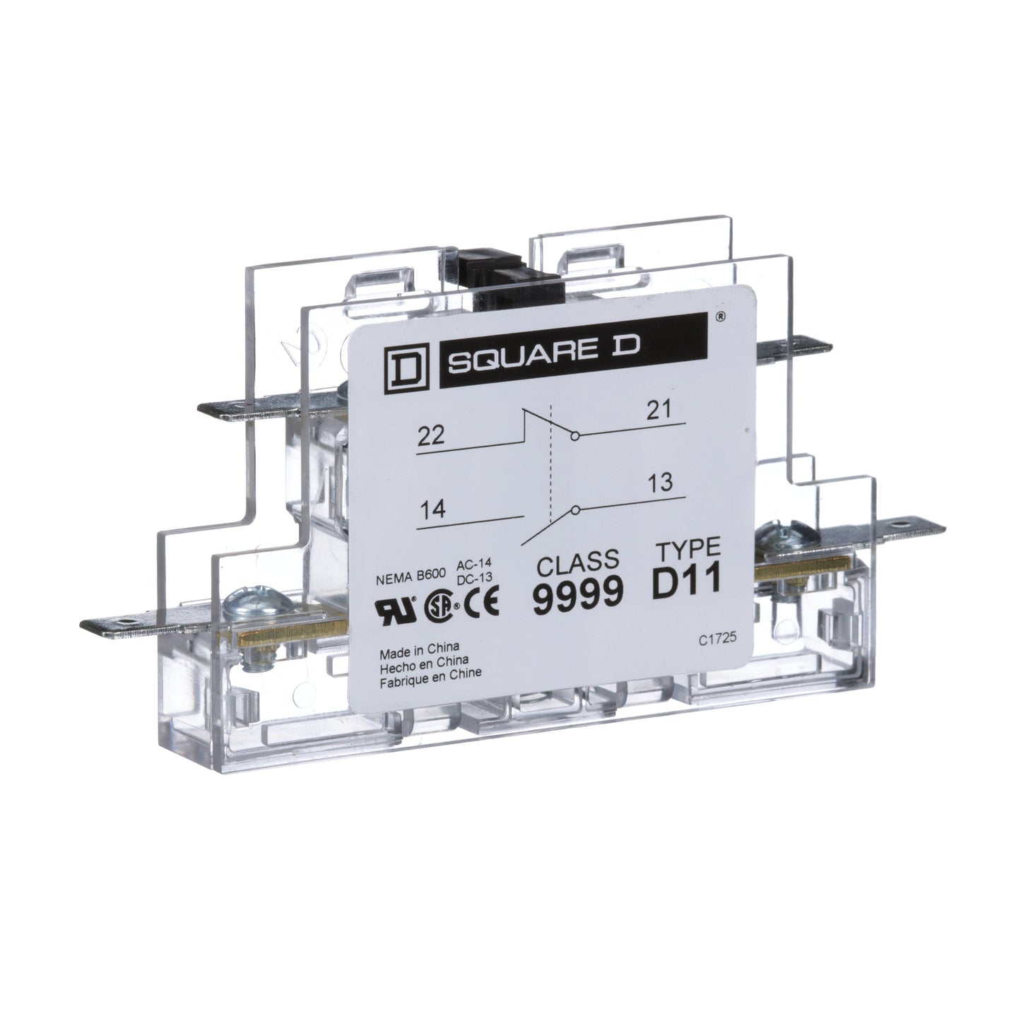 Square D 9999D11 Contactor And Motor Starter Auxiliary | 600 V AC 1NO/1NC Class 9999