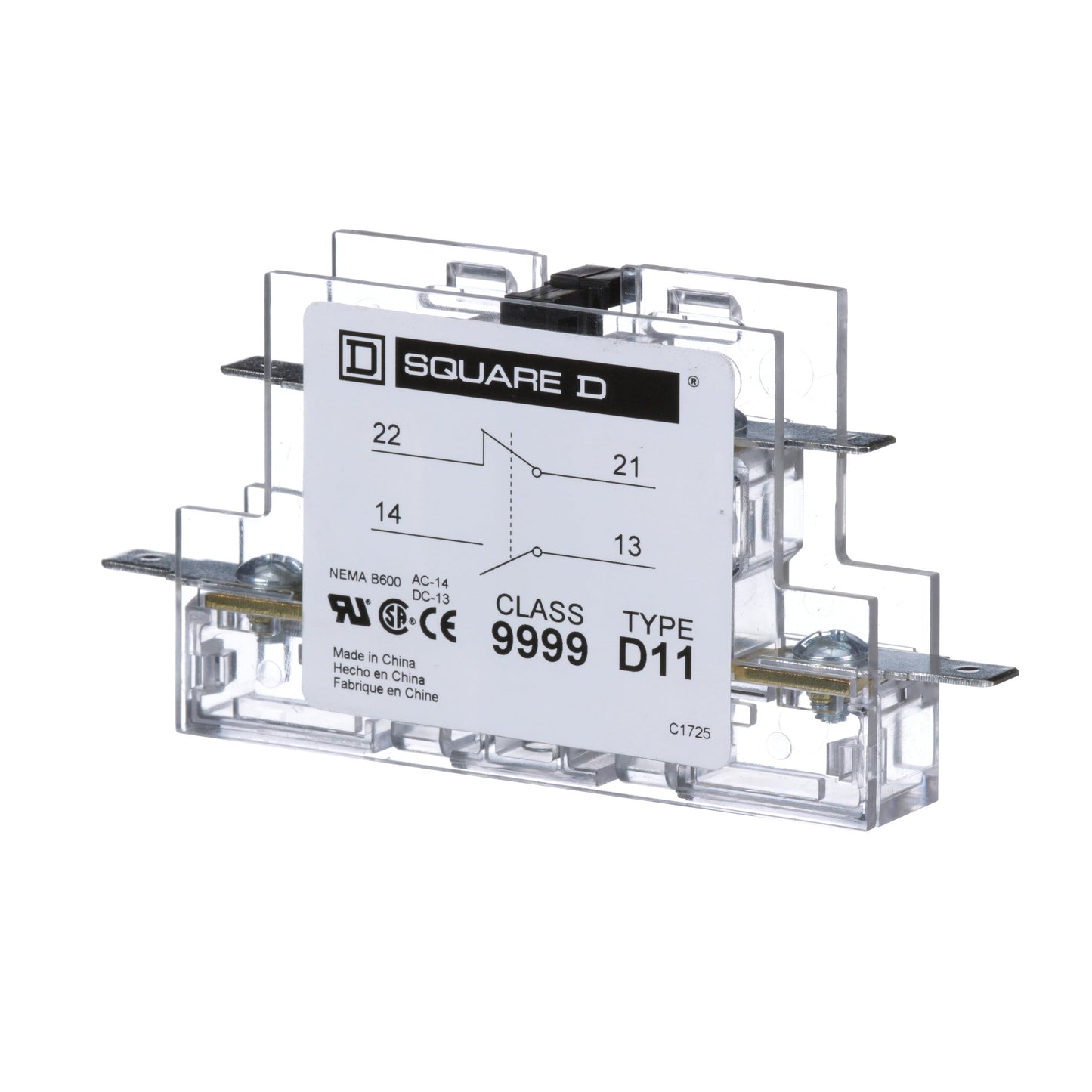 Square D 9999D11 Contactor And Motor Starter Auxiliary | 600 V AC 1NO/1NC Class 9999