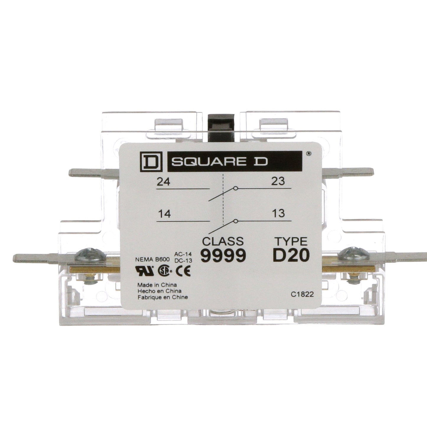 Square D 9999D20 Contactor And Motor Starter Auxiliary | 2NO 600V AC Class 9999