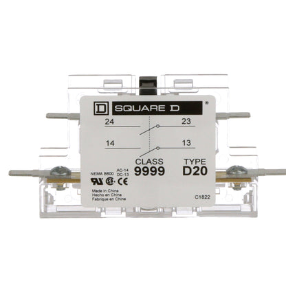 Square D 9999D20 Contactor And Motor Starter Auxiliary | 2NO 600V AC Class 9999