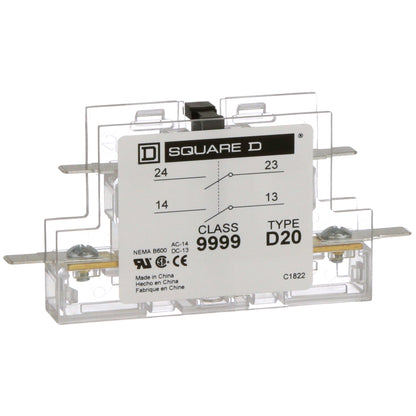 Square D 9999D20 Contactor And Motor Starter Auxiliary | 2NO 600V AC Class 9999