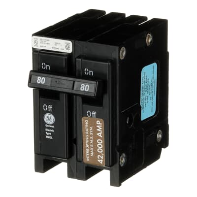 General Electric TMQL2180 Circuit Breaker | 240V 80A 2P 42kA@240V Plug-In Meter Mod