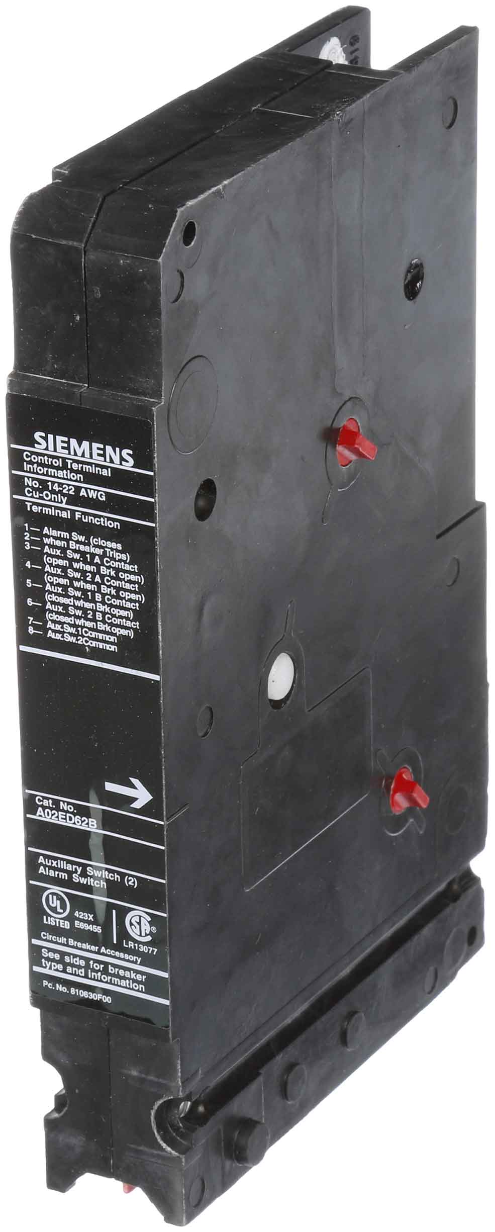 Siemens A02ED62B Circuit Breaker Auxiliary | ED HED HHED CED EM6B EMKB Sentron Series