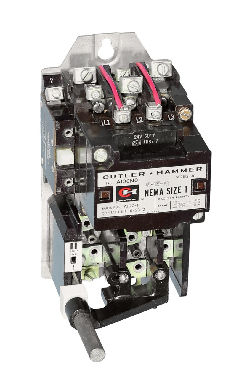 A10CN0 Cutler-Hammer NEMA Size 1 Non-Reversing Motor Starter, 27A 600V 3-Pole 120V Coil