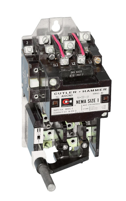 A10CN0 Cutler-Hammer NEMA Size 1 Non-Reversing Motor Starter, 27A 600V 3-Pole 120V Coil