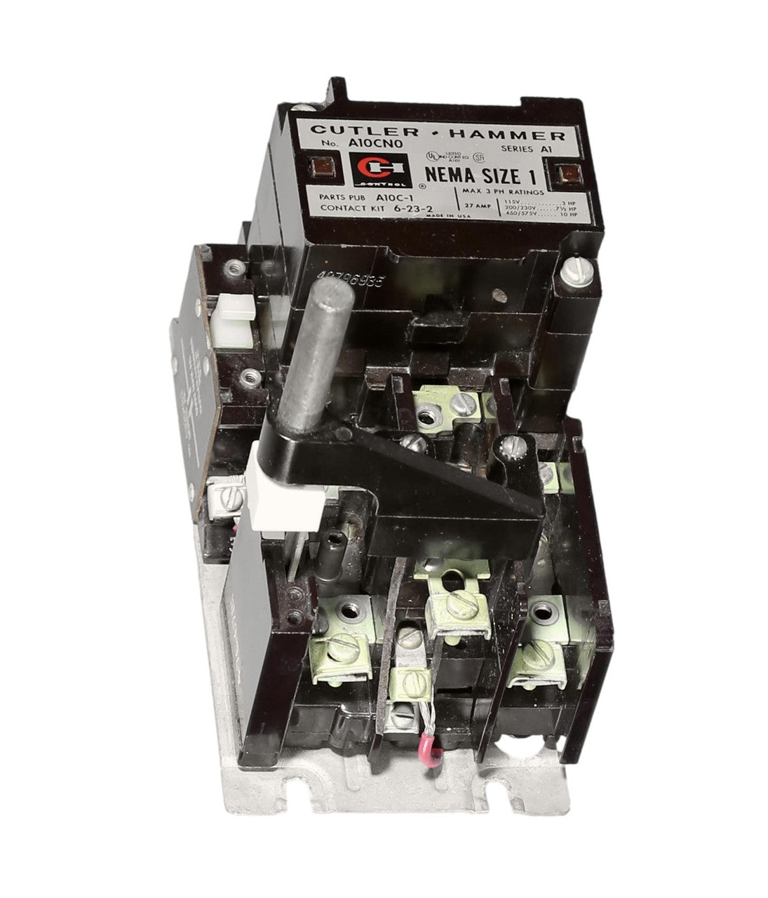 A10CN0 Cutler-Hammer NEMA Size 1 Non-Reversing Motor Starter, 27A 600V 3-Pole 120V Coil