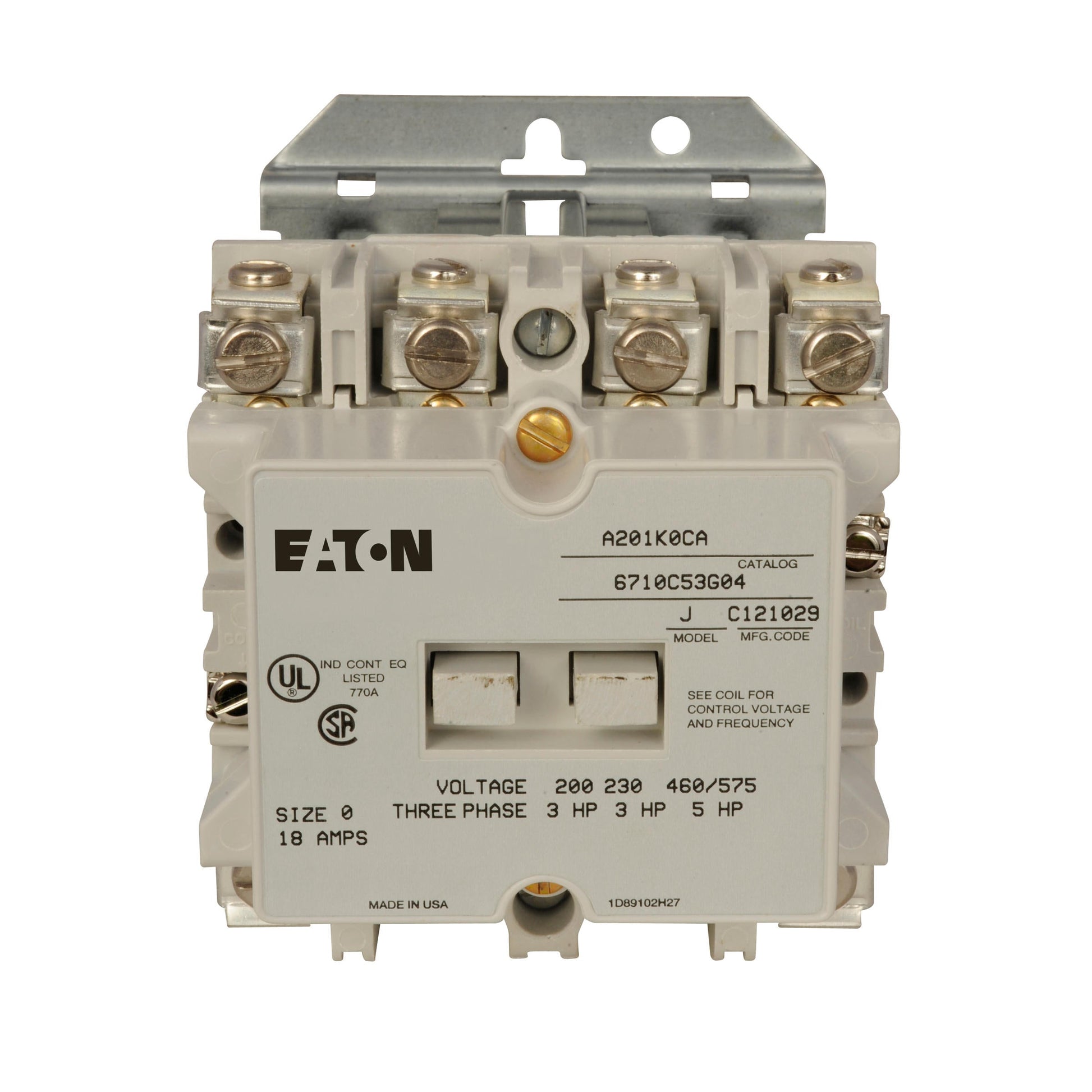 A201K0CA Cutler Hammer A200 Series Contactor 600V 18A 120V Coil - Essential Electric Supply