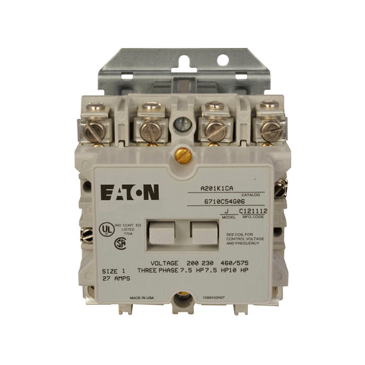 A201K1CX Cutler Hammer A200 Series Contactor 600V 27A 480V Coil - Essential Electric Supply