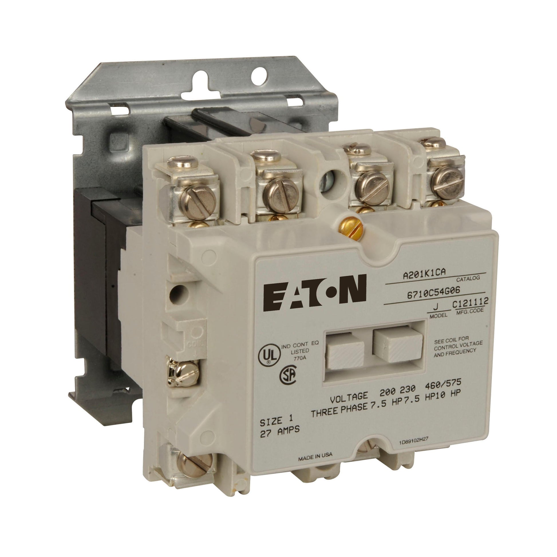A201K1CX Cutler Hammer A200 Series Contactor 600V 27A 480V Coil - Essential Electric Supply