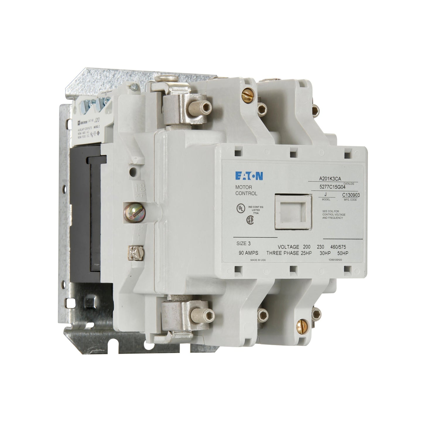 A201K3CX Cutler Hammer A200 Series Contactor 600V 90A 480V Coil - Essential Electric Supply