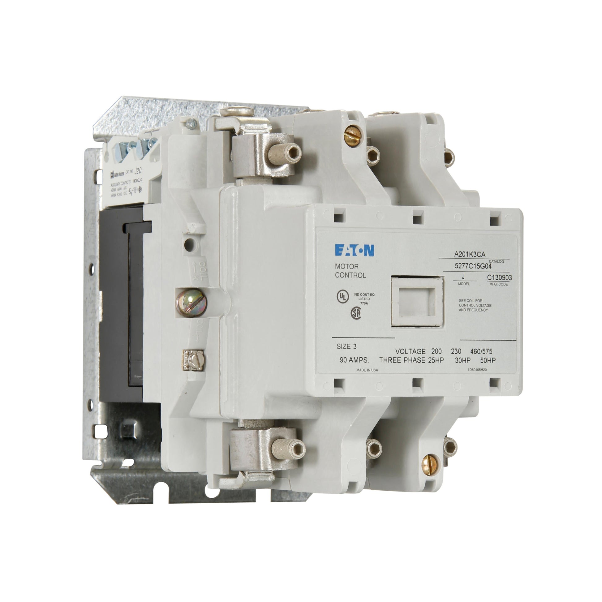 A201K3CX Cutler Hammer A200 Series Contactor 600V 90A 480V Coil - Essential Electric Supply