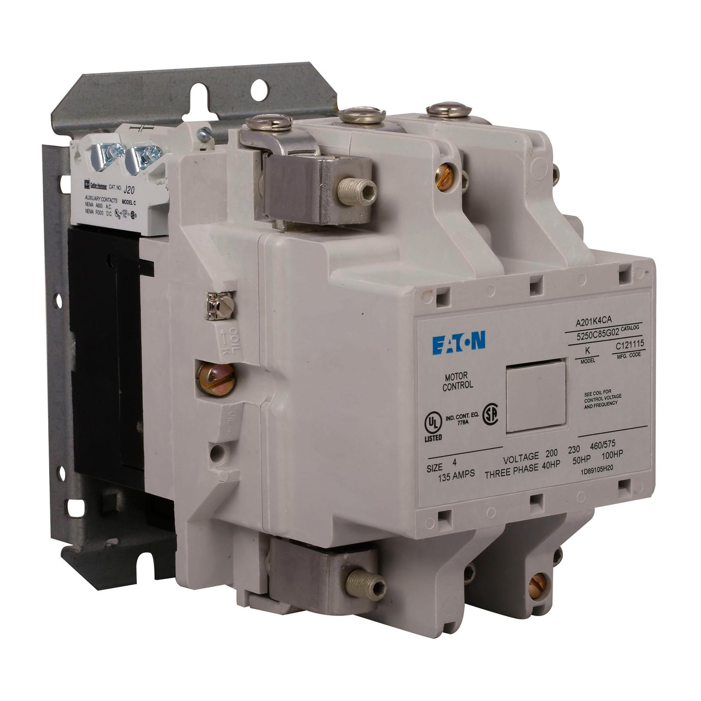 A201K4CA Cutler Hammer A200 Series Contactor 600V 135A 120V Coil - Essential Electric Supply