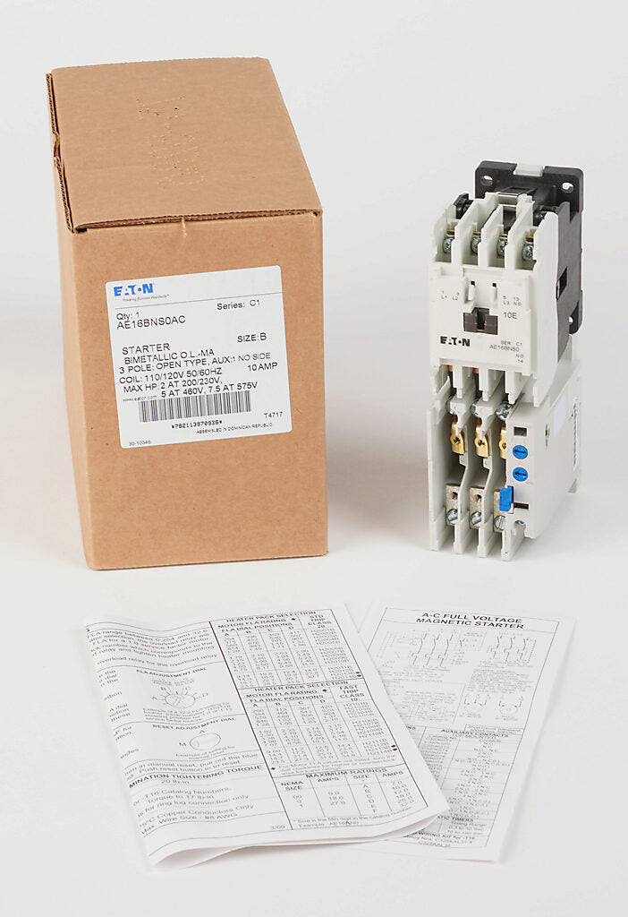 Cutler Hammer AE16BNS0AC Motor Starter 3 pole 3 phase 600V 10A 110V coil Freedom Series