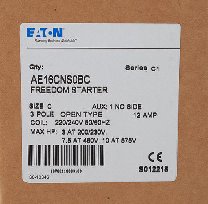 Cutler Hammer AE16CNS0BC Motor Starter | 3P 3PH 600V 12A 220V Coil