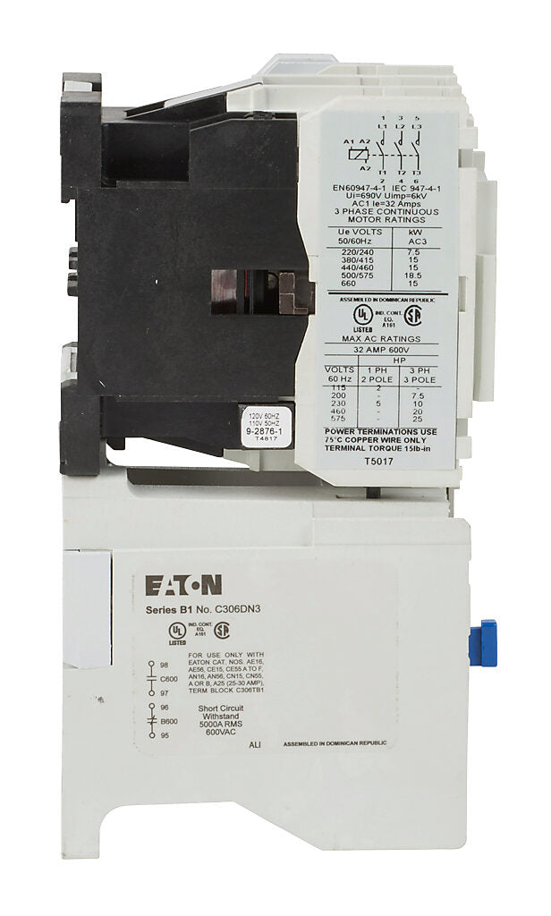 Cutler Hammer AE16FNS0AC Motor Starter 3 pole 3 phase 600V 32A 110V coil Freedom Series