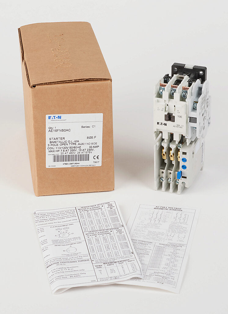 Cutler Hammer AE16FNS0AC Motor Starter 3 pole 3 phase 600V 32A 110V coil Freedom Series