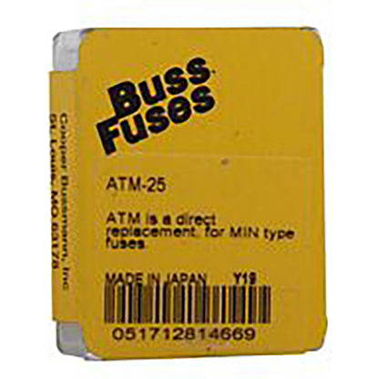 Bussmann ATM-25 Low Voltage Fuse | 32V 25A 1kA@32Vdc ATM Series