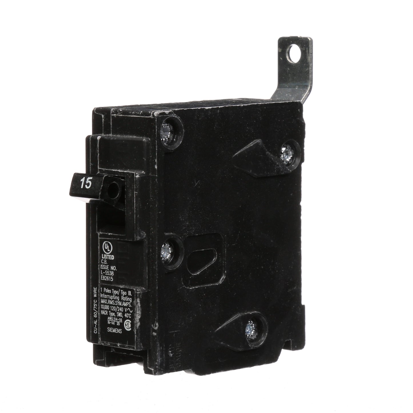 Siemens B115 Circuit Breaker | 600V 15A 1 Pole 10kA@240V Bolt-On B Series