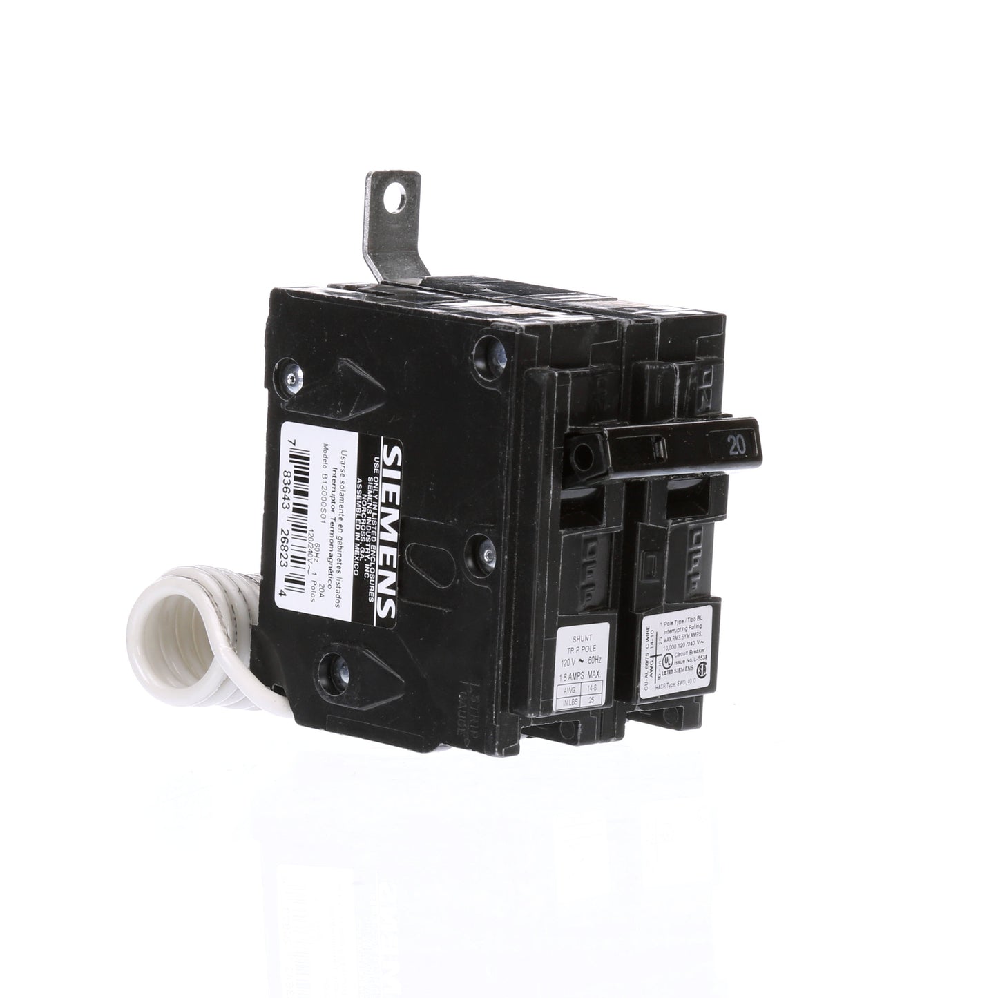 Siemens B12000S01 Circuit Breaker | 120V 20A 1P 10kA@240V Bolt-on BL Series