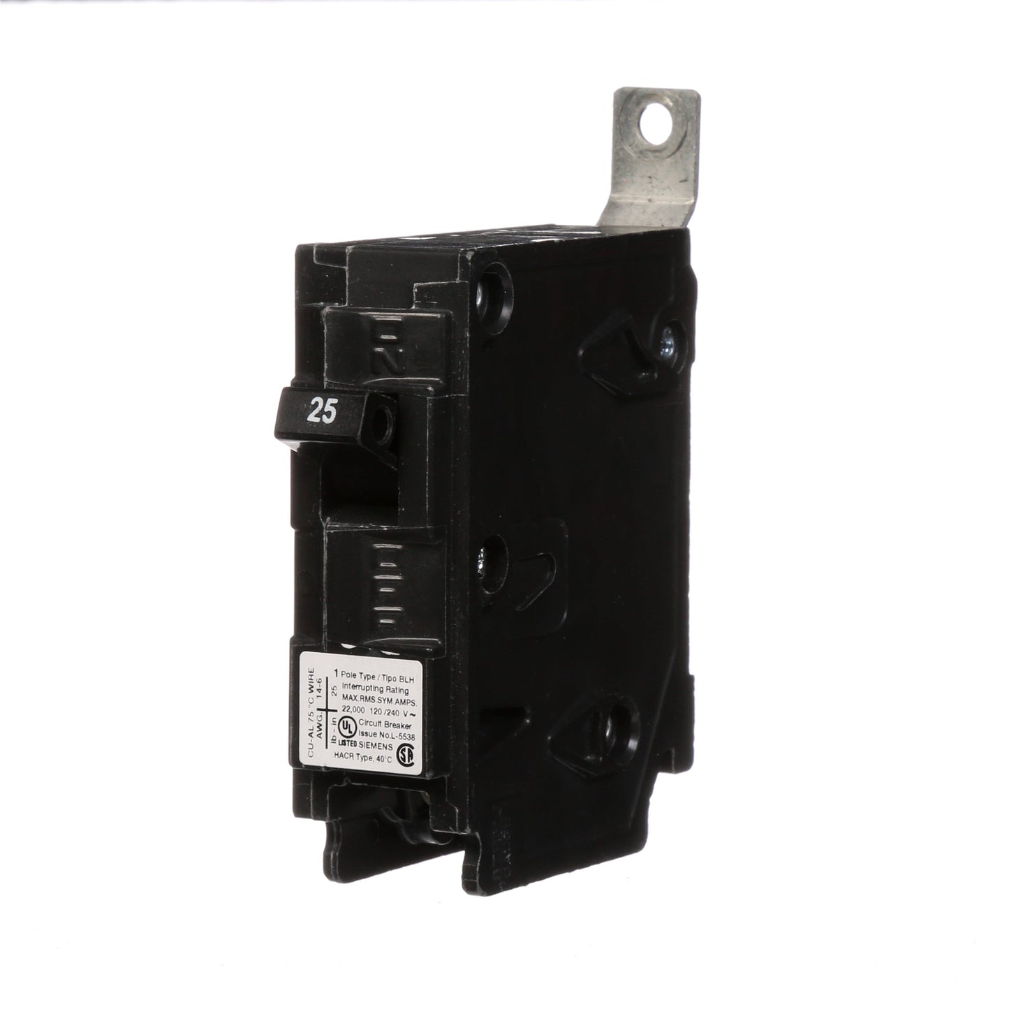 Siemens B125H Circuit Breaker | 120V 25A 1P 22kA@240V Bolt-On BL Series