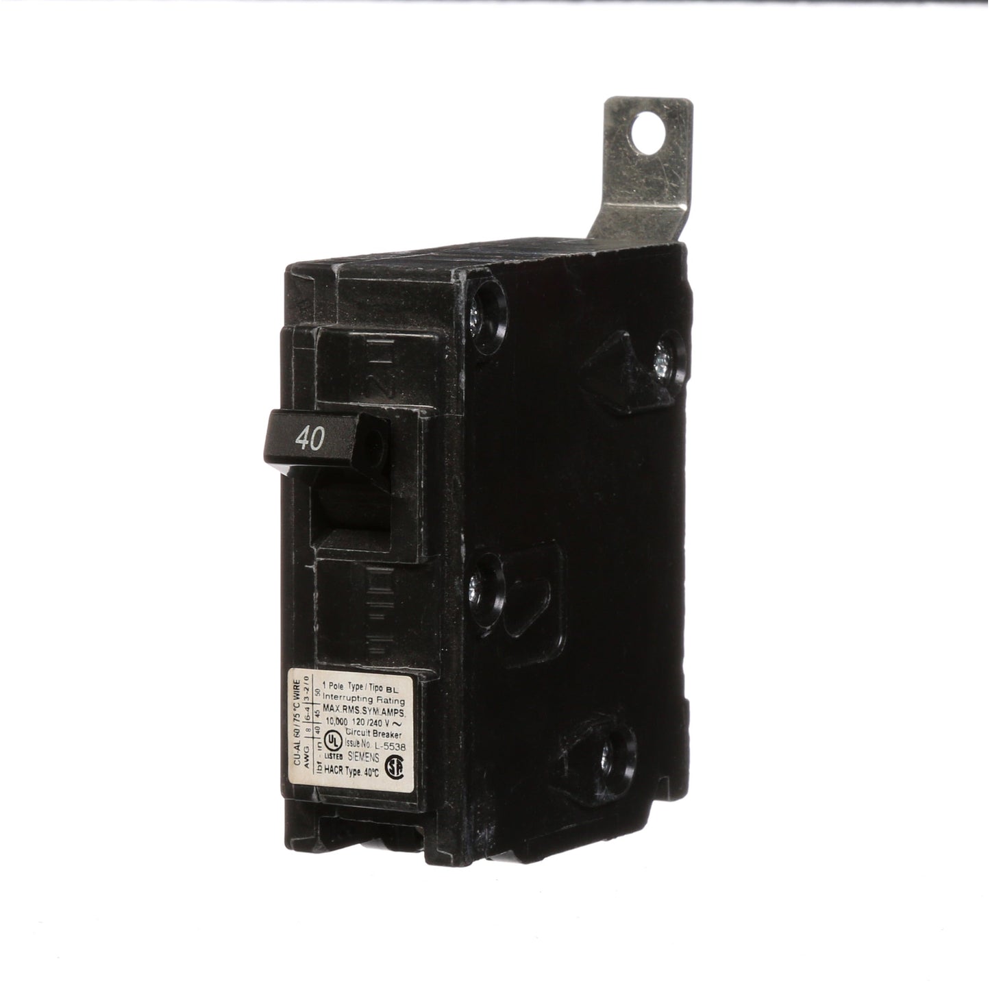 Siemens B140 Circuit Breaker | 120V 40A 1P Bolt-on 10kA@240V BL Series