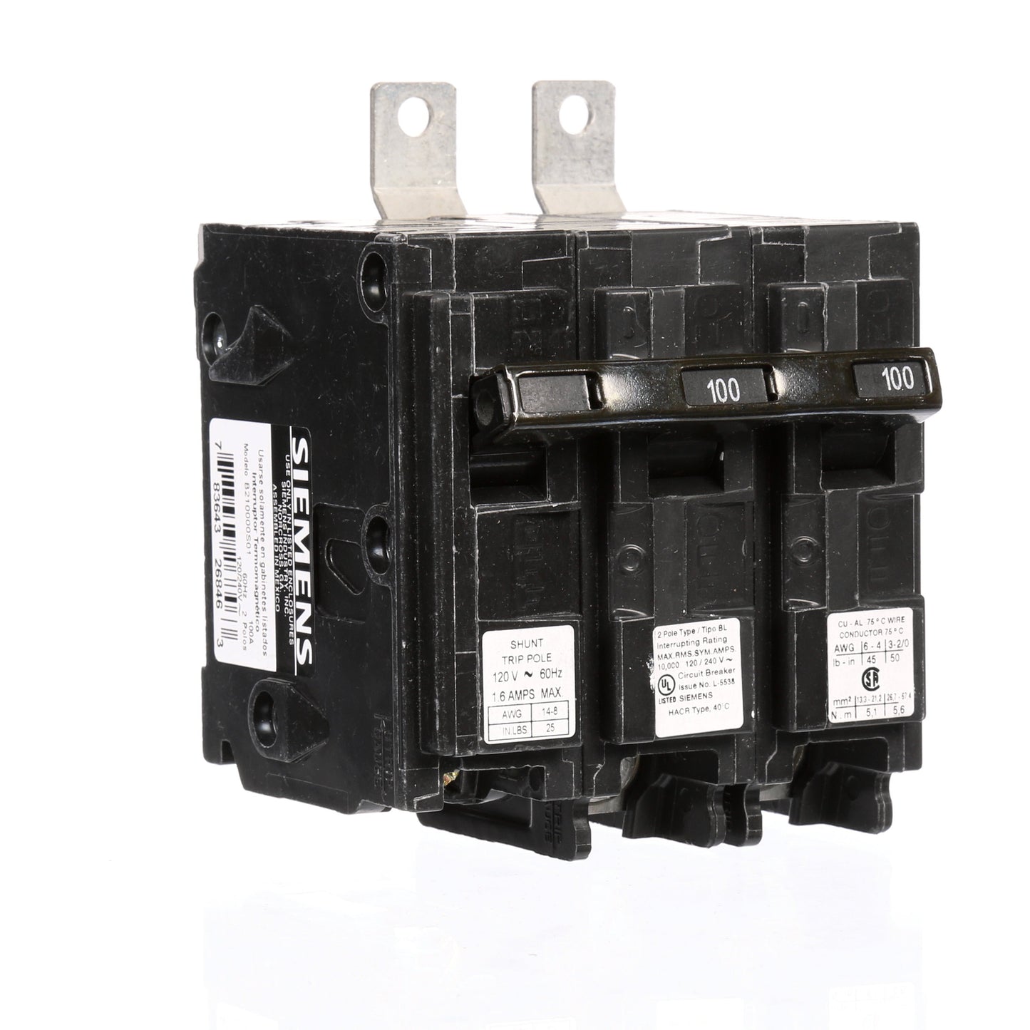 Siemens B210000S01 Molded Case Circuit Breaker | 120/240V 100A 2P 10kA@240V Bolt-on BL Series