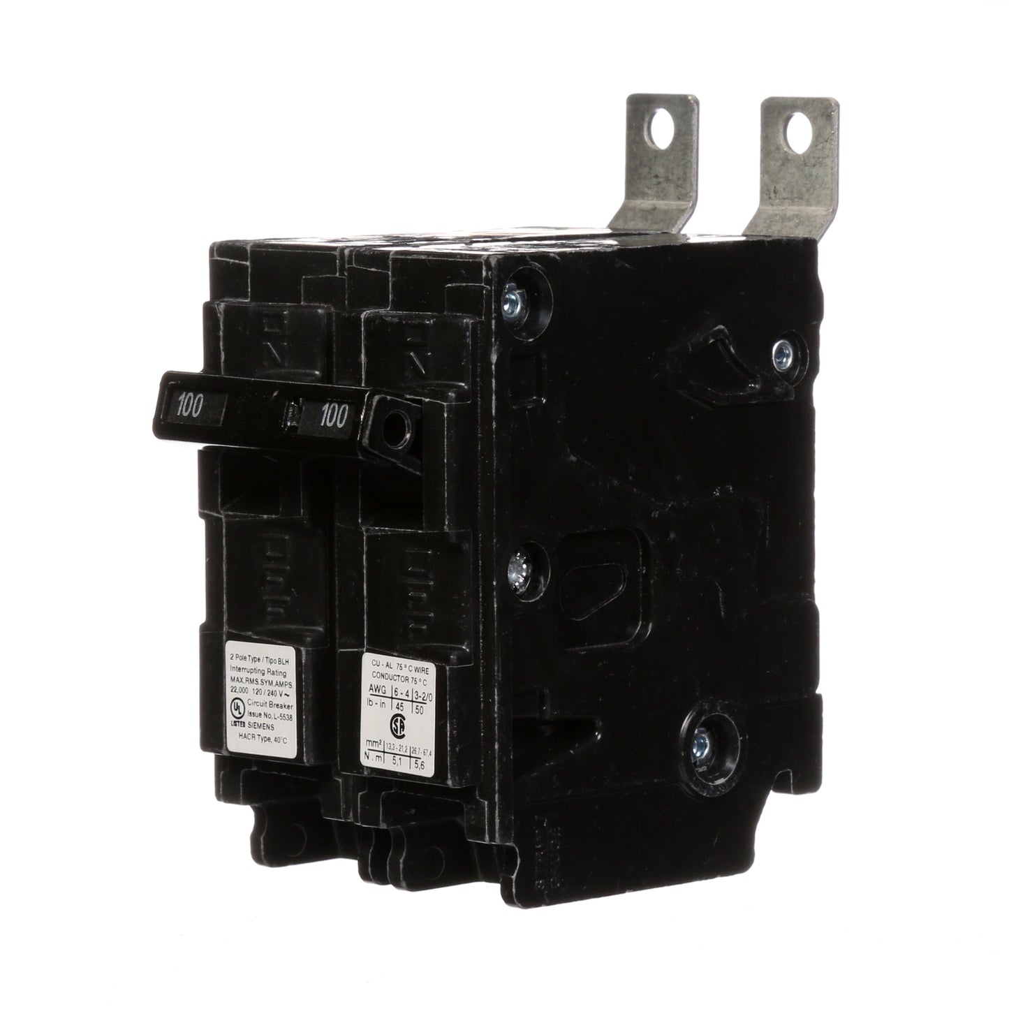 Siemens B2100H Molded Case Circuit Breaker | 120/240V 100A 2 Pole 22kA@240V Bolt-on BL Series