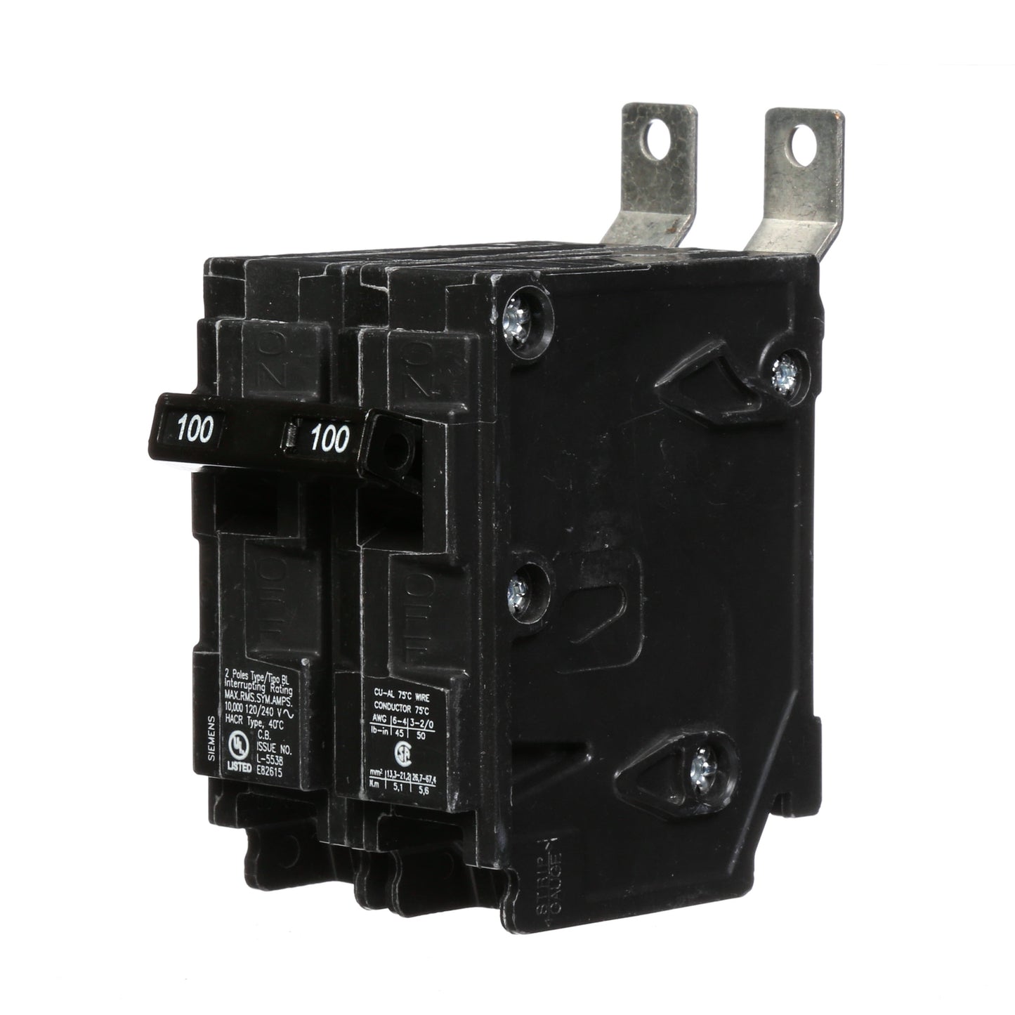 Siemens B2100 Circuit Breaker | 240V 100A 2P 10kA@240V Plug-In BL Series