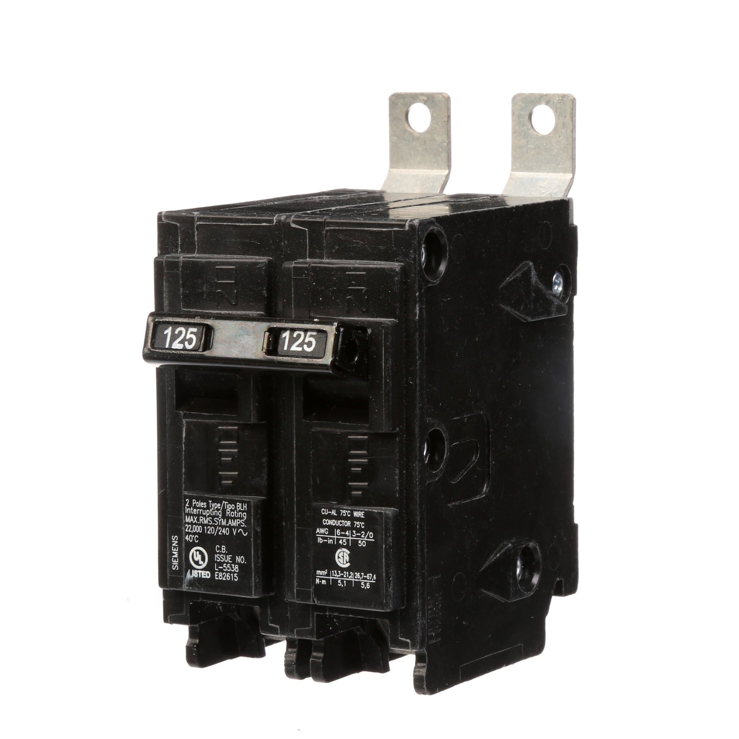 Siemens B2125H Circuit Breaker | 120/240V 125A 2P 22kA@240V Bolt-on BL Series