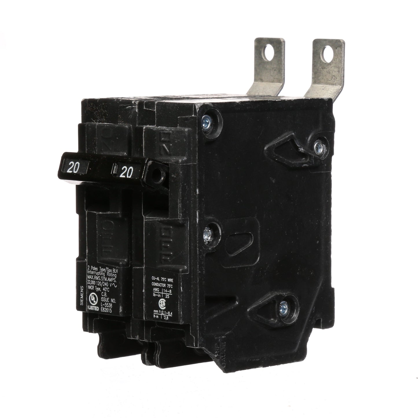 Siemens B220H Circuit Breaker | 120/240V 20A 2P 22kA@240V Bolt-on BL Series