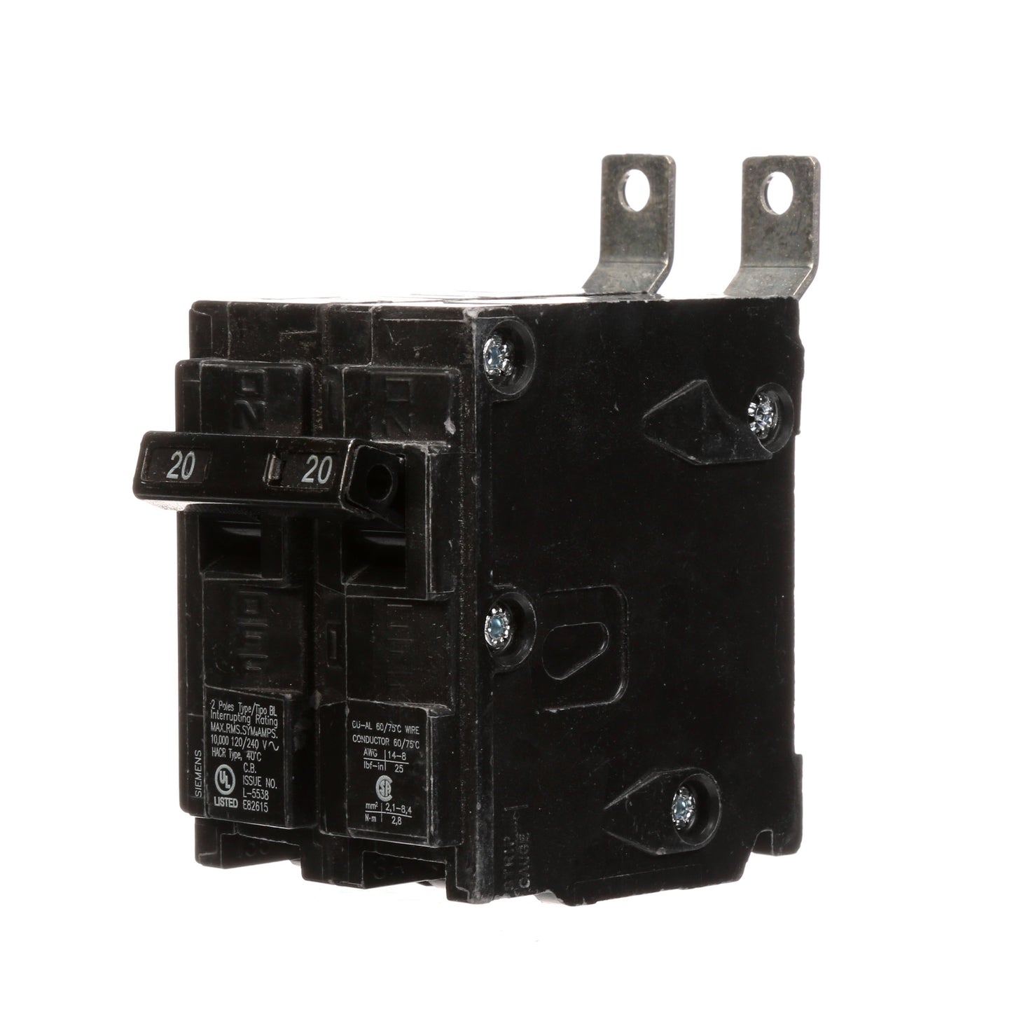 Siemens B220 Circuit Breaker | 240V 20A 2P 10kA@240V Bolt-on BL Series
