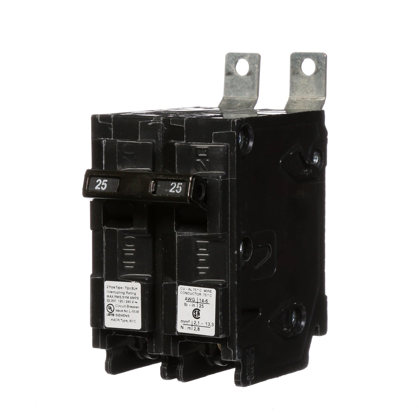 Siemens B225H Circuit Breaker | 120/240V 25A 2P 22kA@240V Bolt-on BL Series