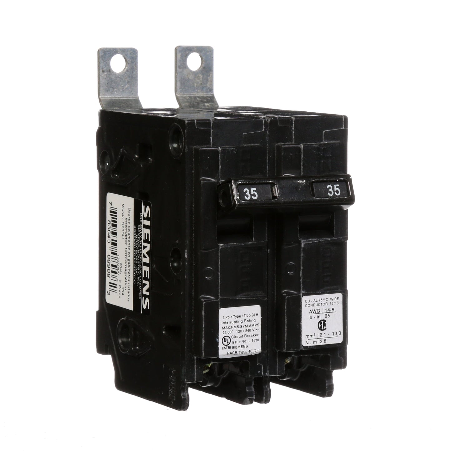 Siemens B235H Circuit Breaker | 120/240V 35A 2P 22kA@240V Bolt-on BL Series