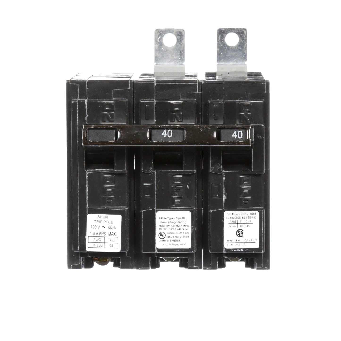 Siemens B24000S01 Circuit Breaker | 120/240V 40A 2P 10kA@240V Bolt-on BL Series