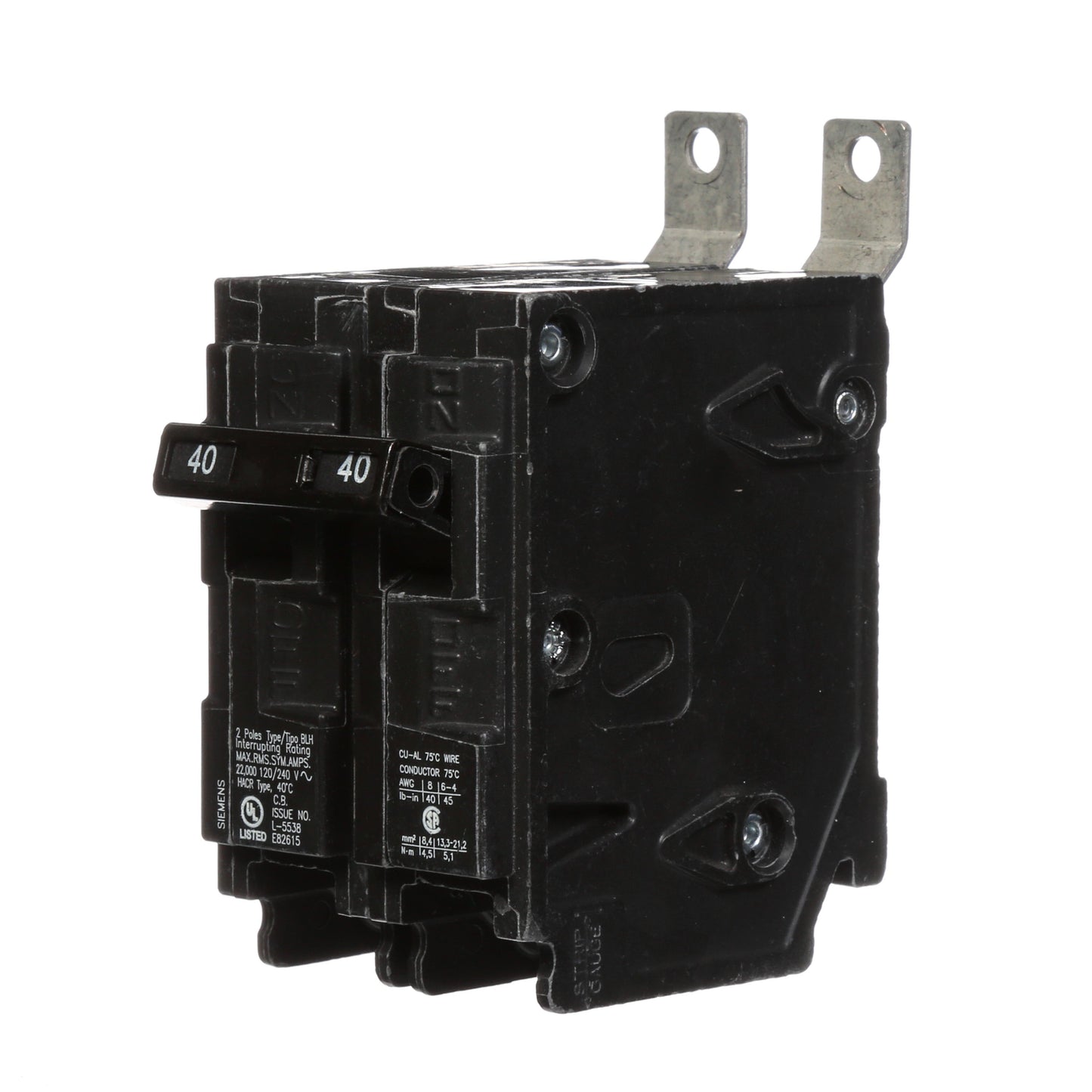 Siemens B240H Circuit Breaker | 120/240V 40A 2P 22kA@240V Bolt-on BL Series