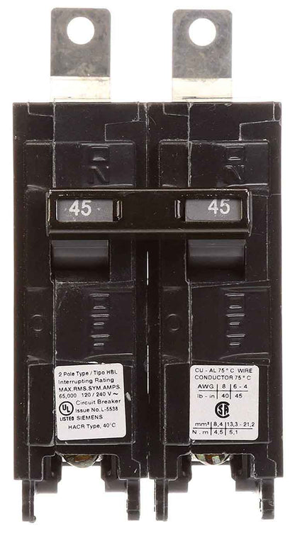 Siemens B245HH Circuit Breaker | 120/240V 45A 2P 65kA@240V Bolt-on BL Series