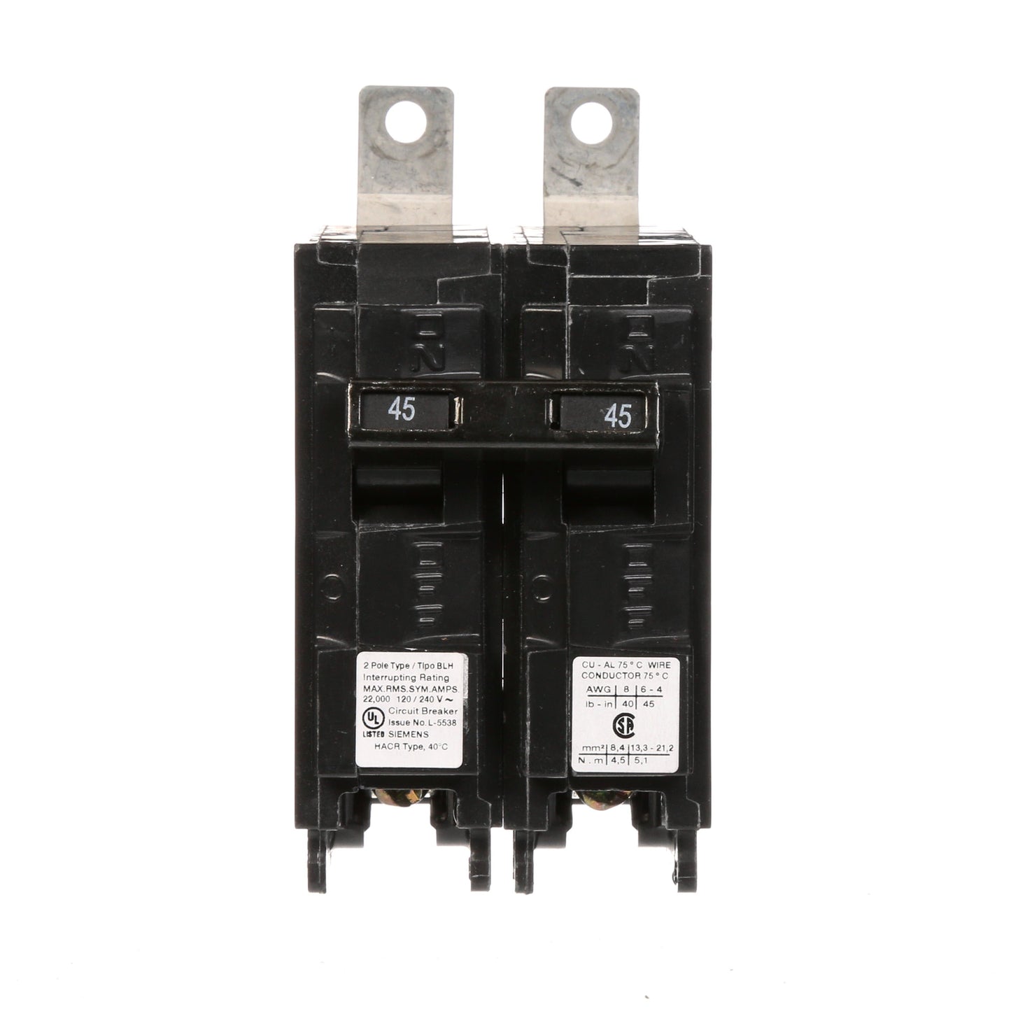 Siemens B245H Circuit Breaker | 120/240V 45A 2P 22kA@240V Bolt-on BL Series