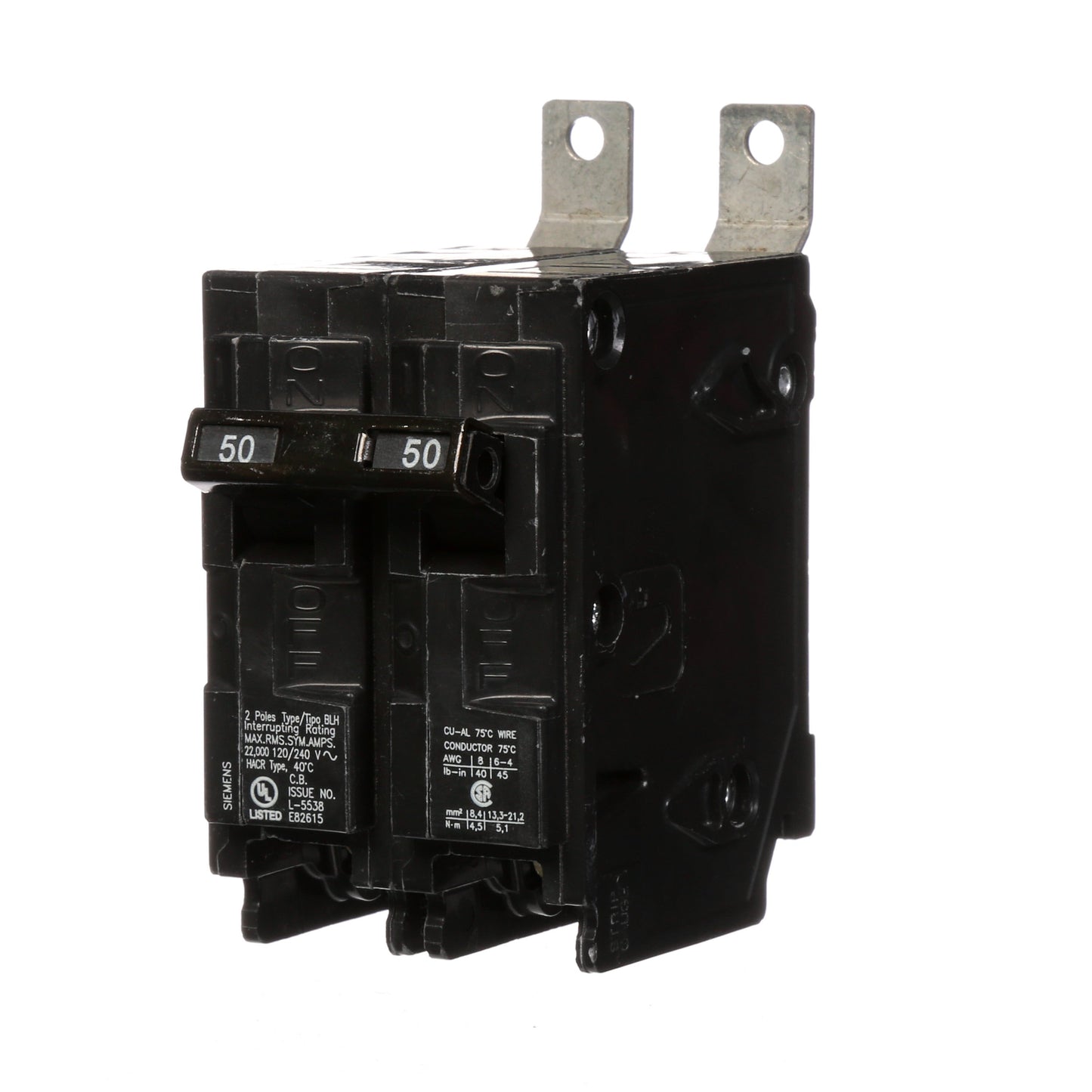 Siemens B250H Circuit Breaker | 120/240V 50A 2 Pole 22kA@240V Bolt-on BL Series
