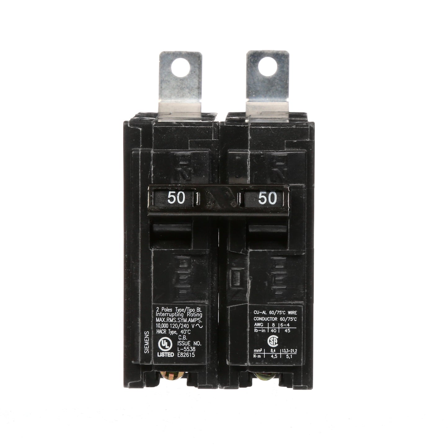 Square D B250 Circuit Breaker | 240V 50A 2P 10kA@240V Bolt-On BL Series