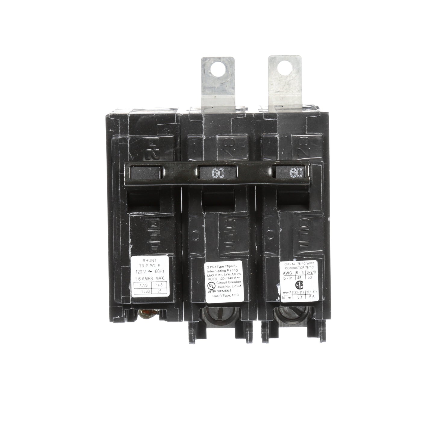 Siemens B26000S01 Circuit Breaker | 120/240V 60A 2P 10kA@240V Bolt-on BL Series