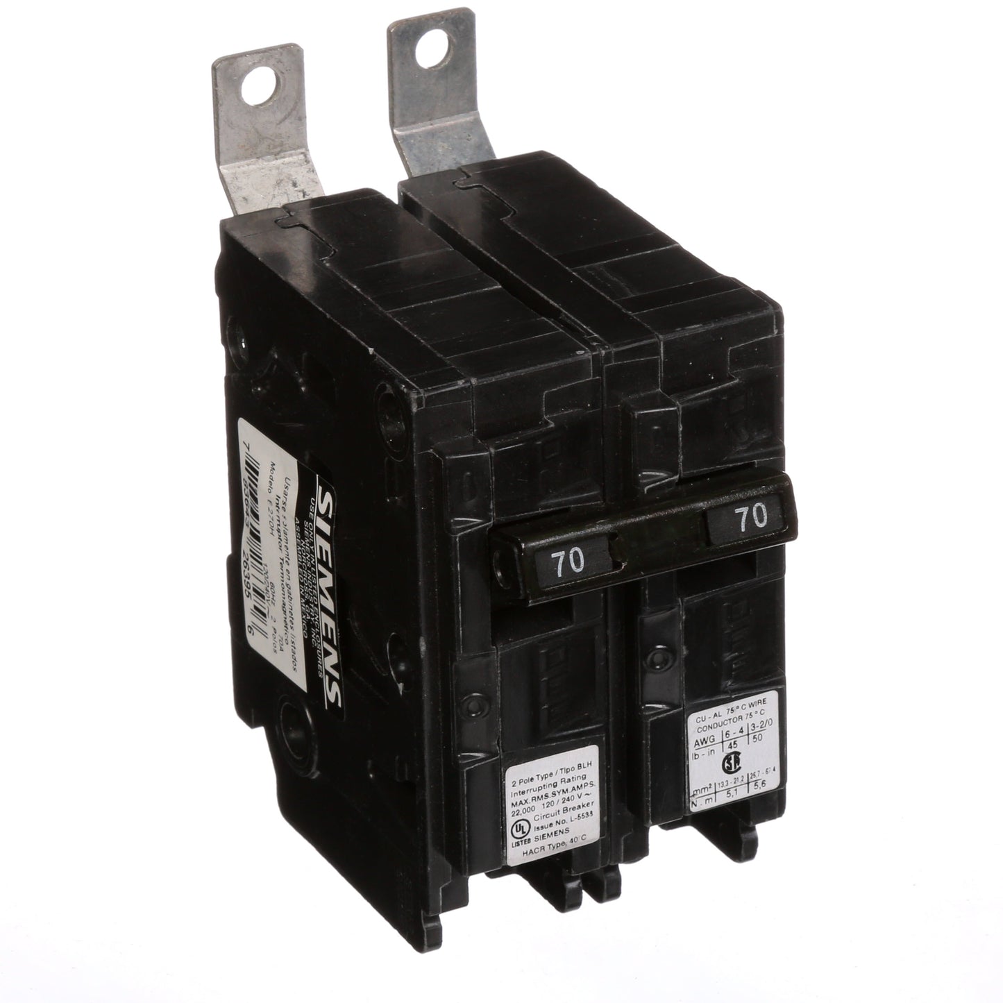 Siemens B270H Circuit Breaker | 120/240V 70A 2P 22kA@240V Bolt-on BL Series
