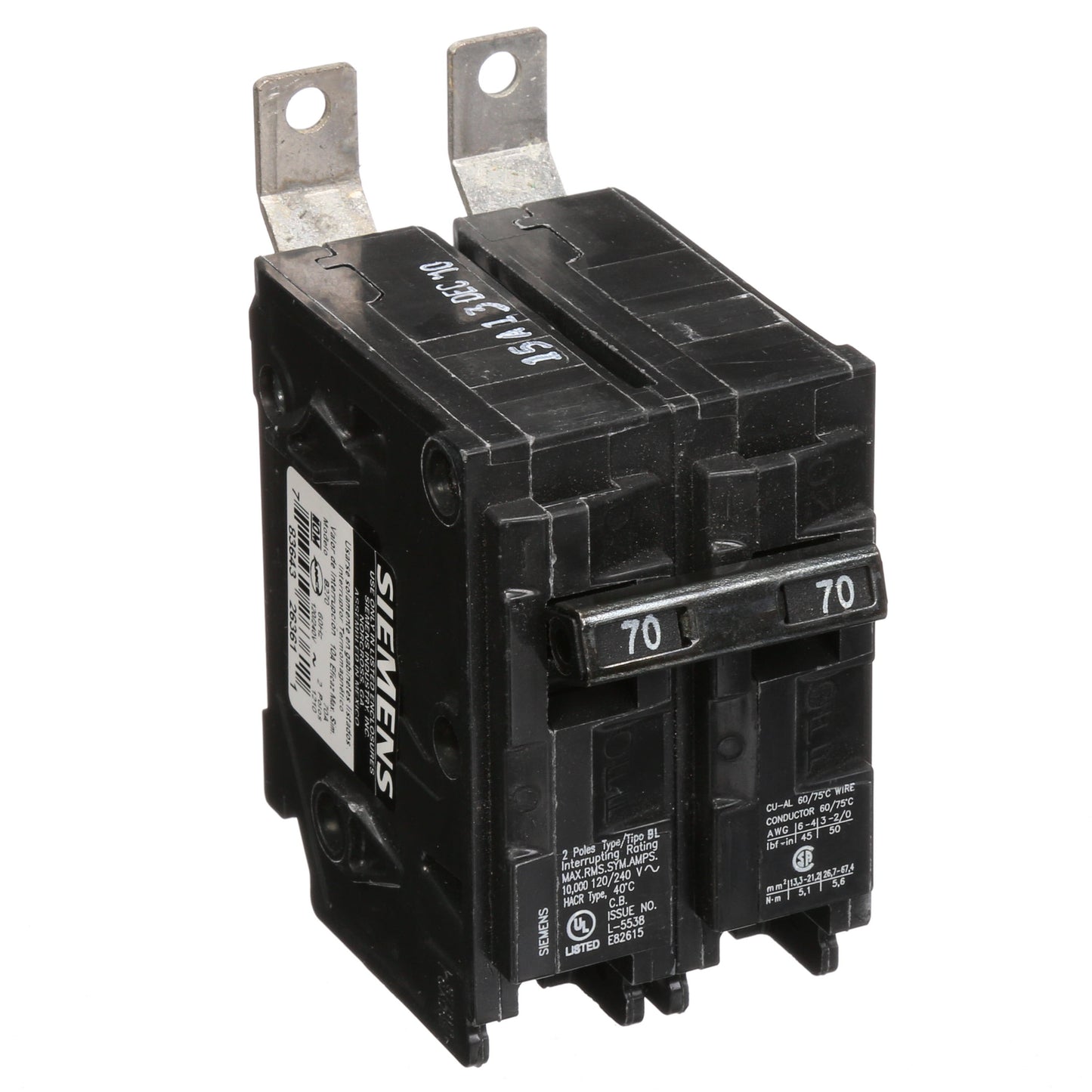 Siemens B270 Molded Case Circuit Breaker | 120/240V 70A 2P 10kA@240V Bolt-on BL Series