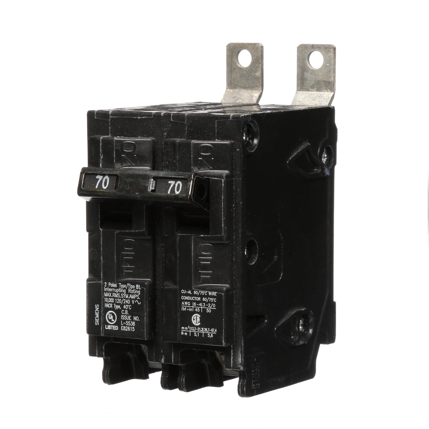 Siemens B270 Molded Case Circuit Breaker | 120/240V 70A 2P 10kA@240V Bolt-on BL Series