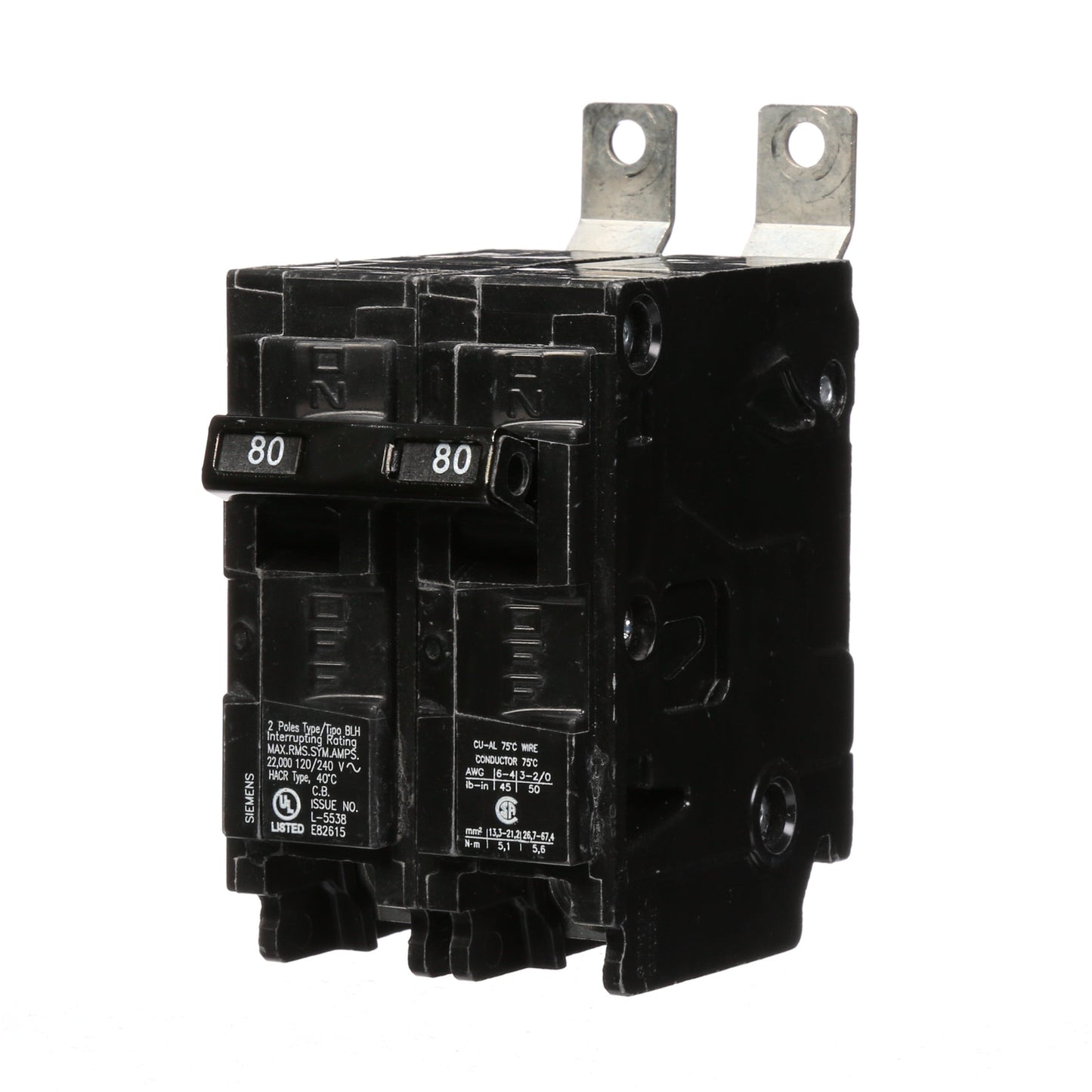 Siemens B280H Circuit Breaker | 120/240V 80A 2P 22kA@240V Bolt-on BL Series