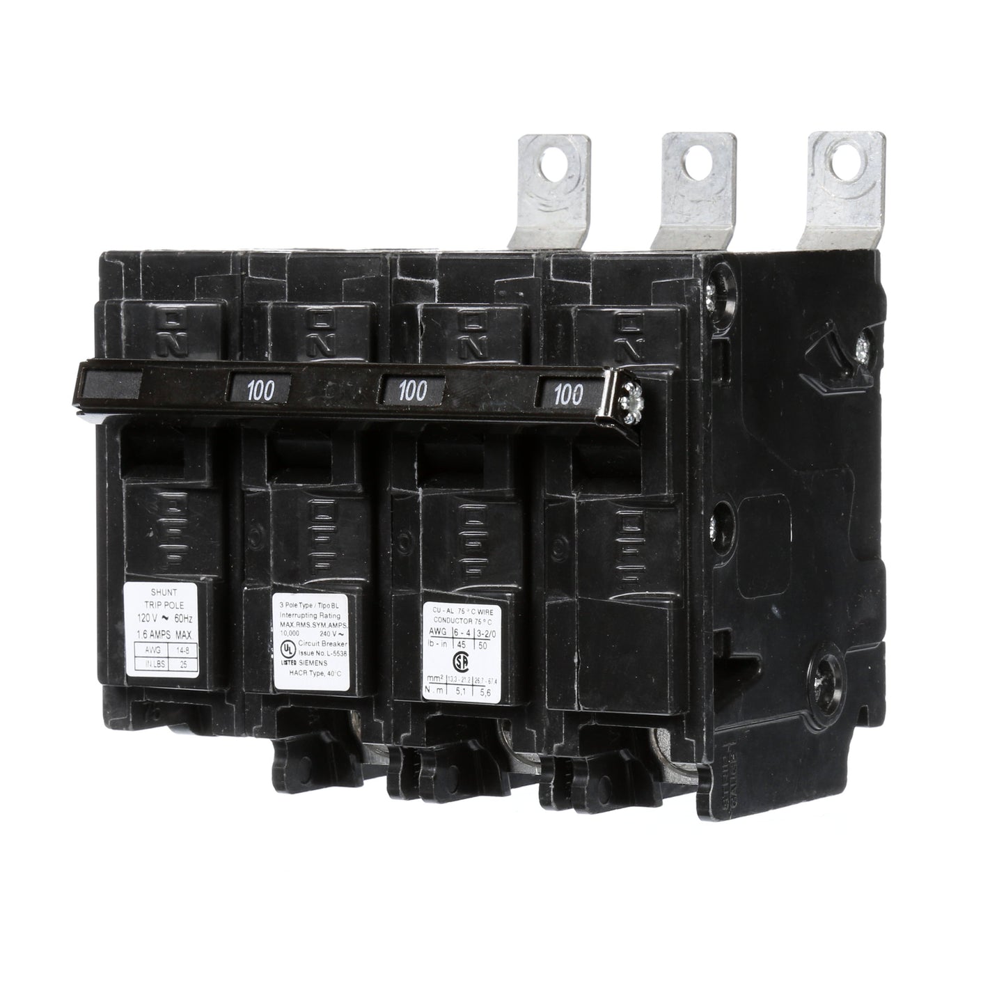 Siemens B310000S01 Circuit Breaker | 240V 100A 3P 10kA@240V Bolt-on BL Series