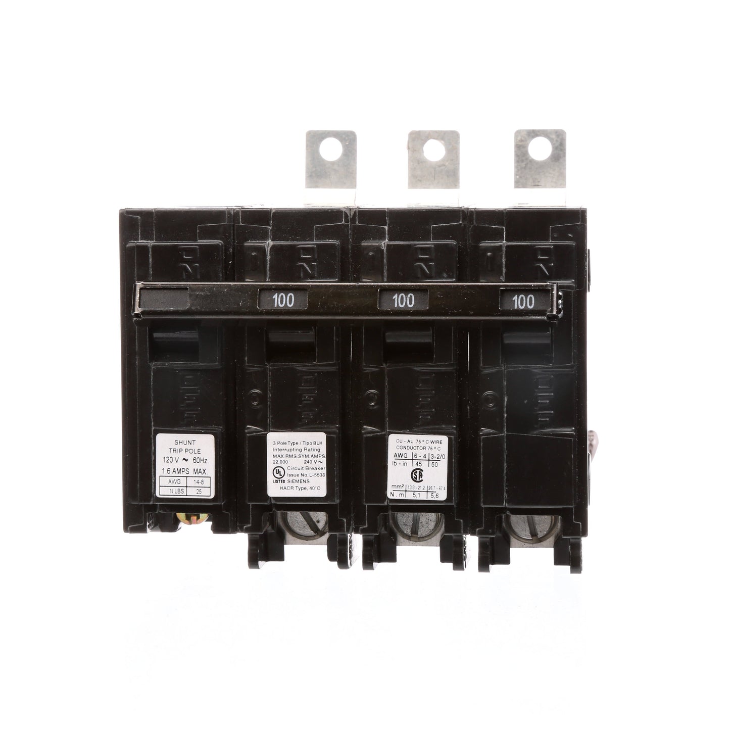 Siemens B3100H00S01 Molded Case Circuit Breaker | 240V 100A 3P 22kA@240V Bolt-on BL Series