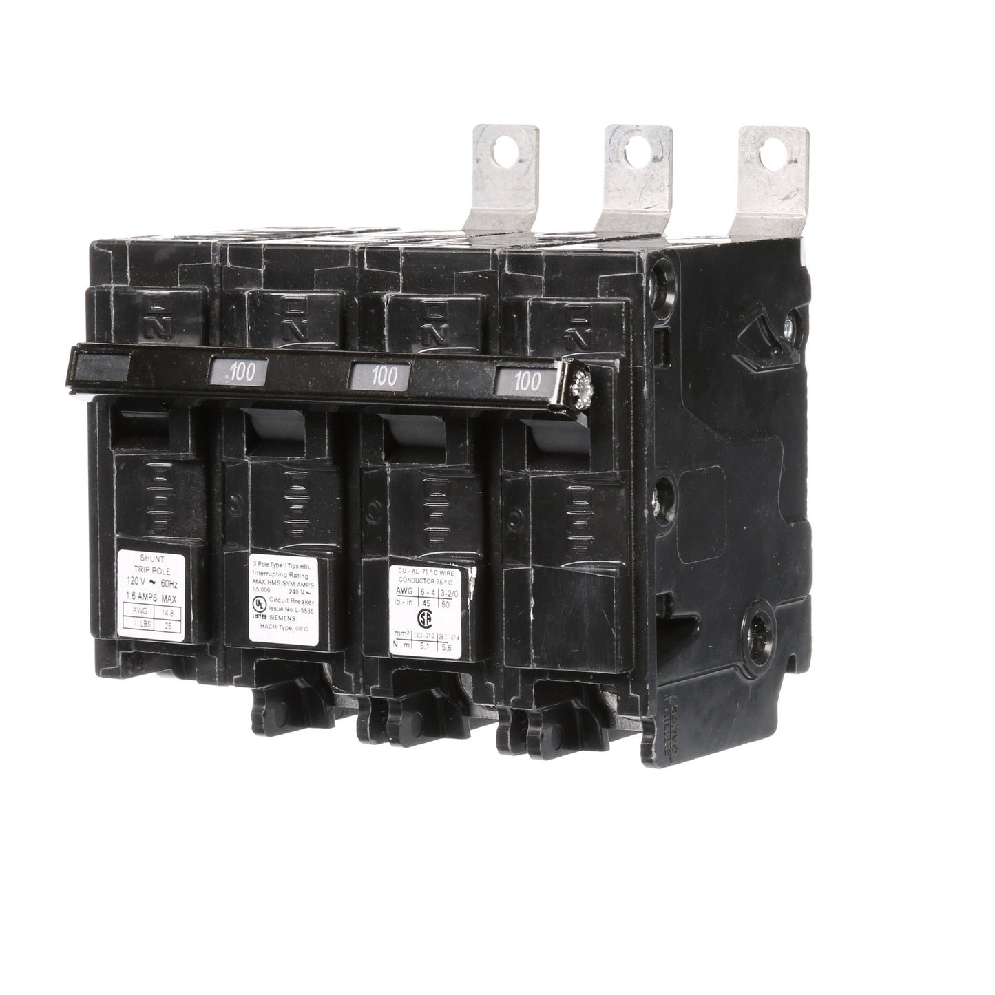 Siemens B3100HH00S01 Molded Case Circuit Breaker 240V 100A 3P 65kA@240V Bolt-on BL Series