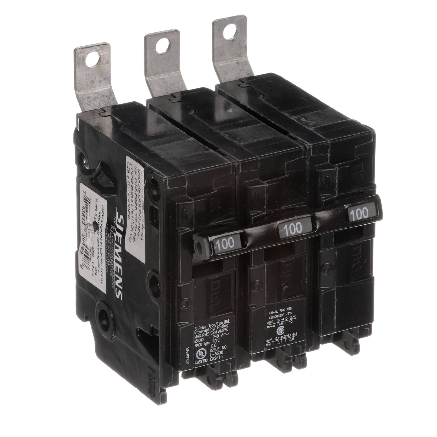 Siemens B3100HH Circuit Breaker | 240V 100A 3P 65kA@240V BL Series
