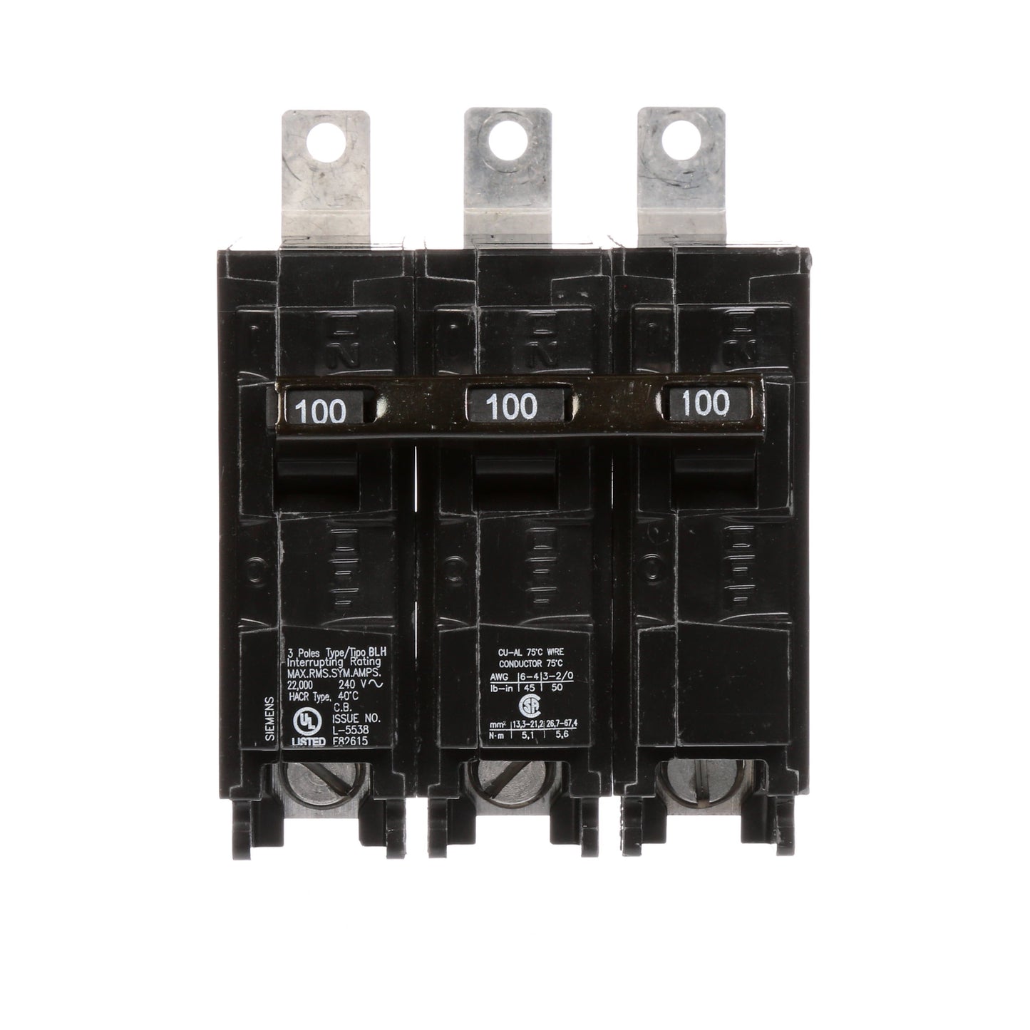 Siemens B3100H Circuit Breaker | 240V 100A 3P 22kA@240V Bolt-on BL Series