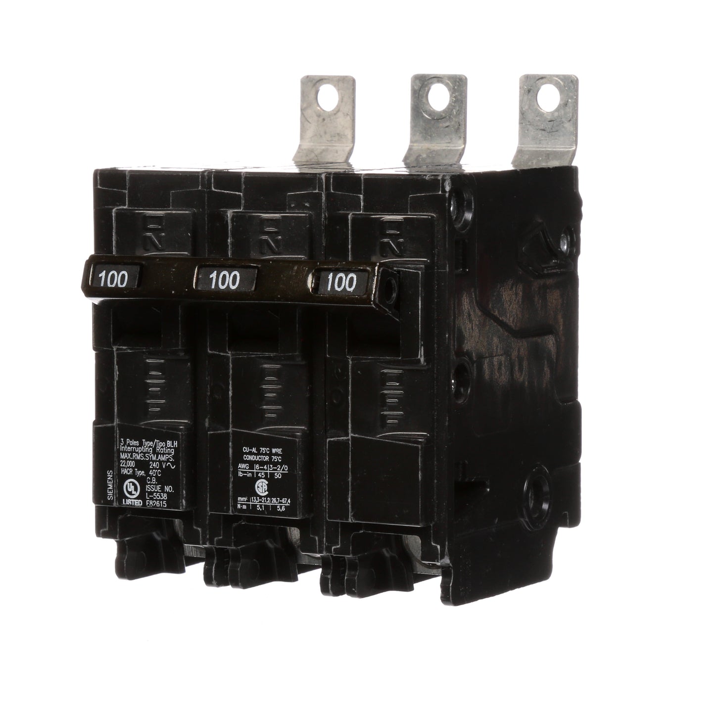 Siemens B3100H Circuit Breaker | 240V 100A 3P 22kA@240V Bolt-on BL Series